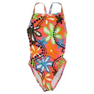 Vintage 90s Ocean Groovy Floral One Piece Swimsuit